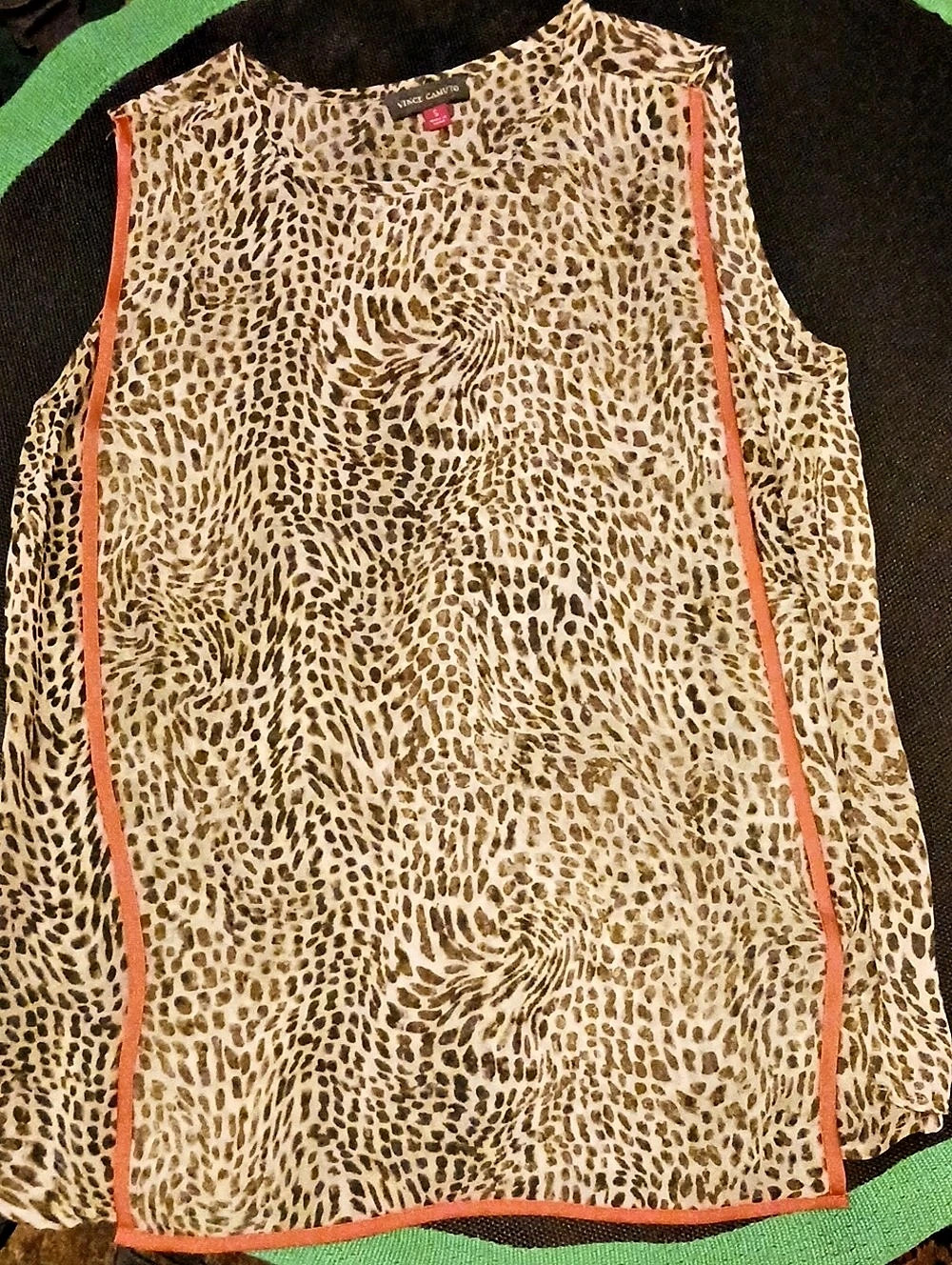 Vince Camuto Animal Print Sleeveless Blouse in Brown & Orange Size Small